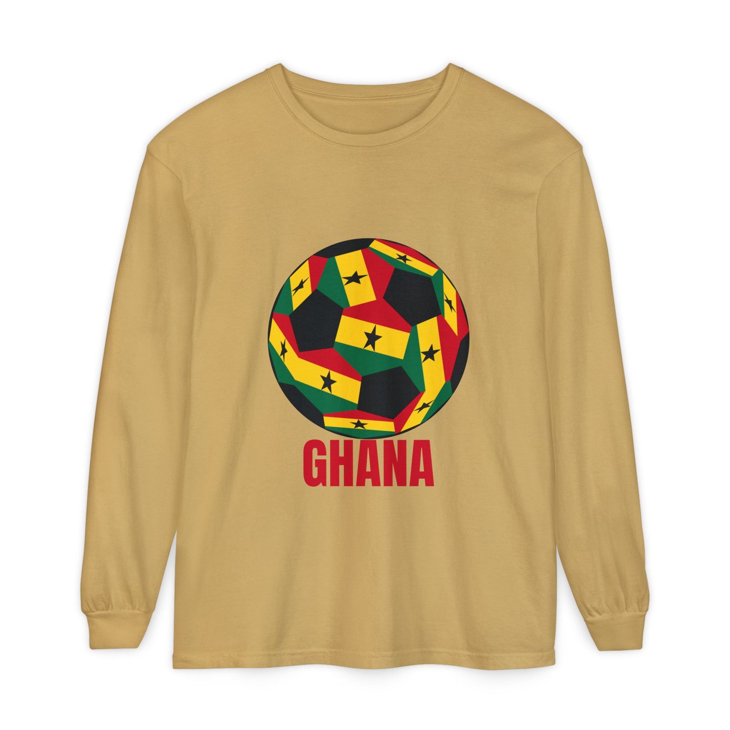 Ghana Fan Specialty Soccer Ball Design Long Sleeve Tee
