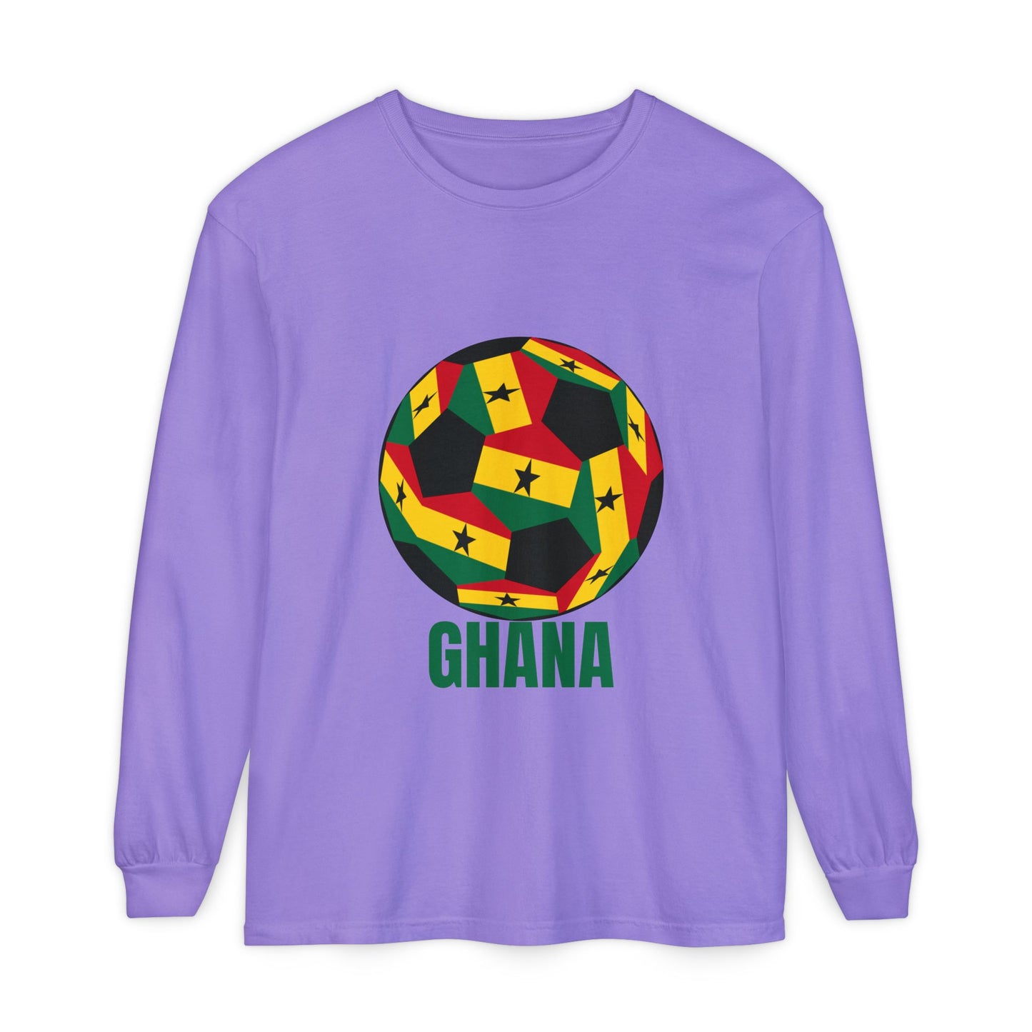 Ghana Fan Specialty Soccer Ball Design Long Sleeve Tee