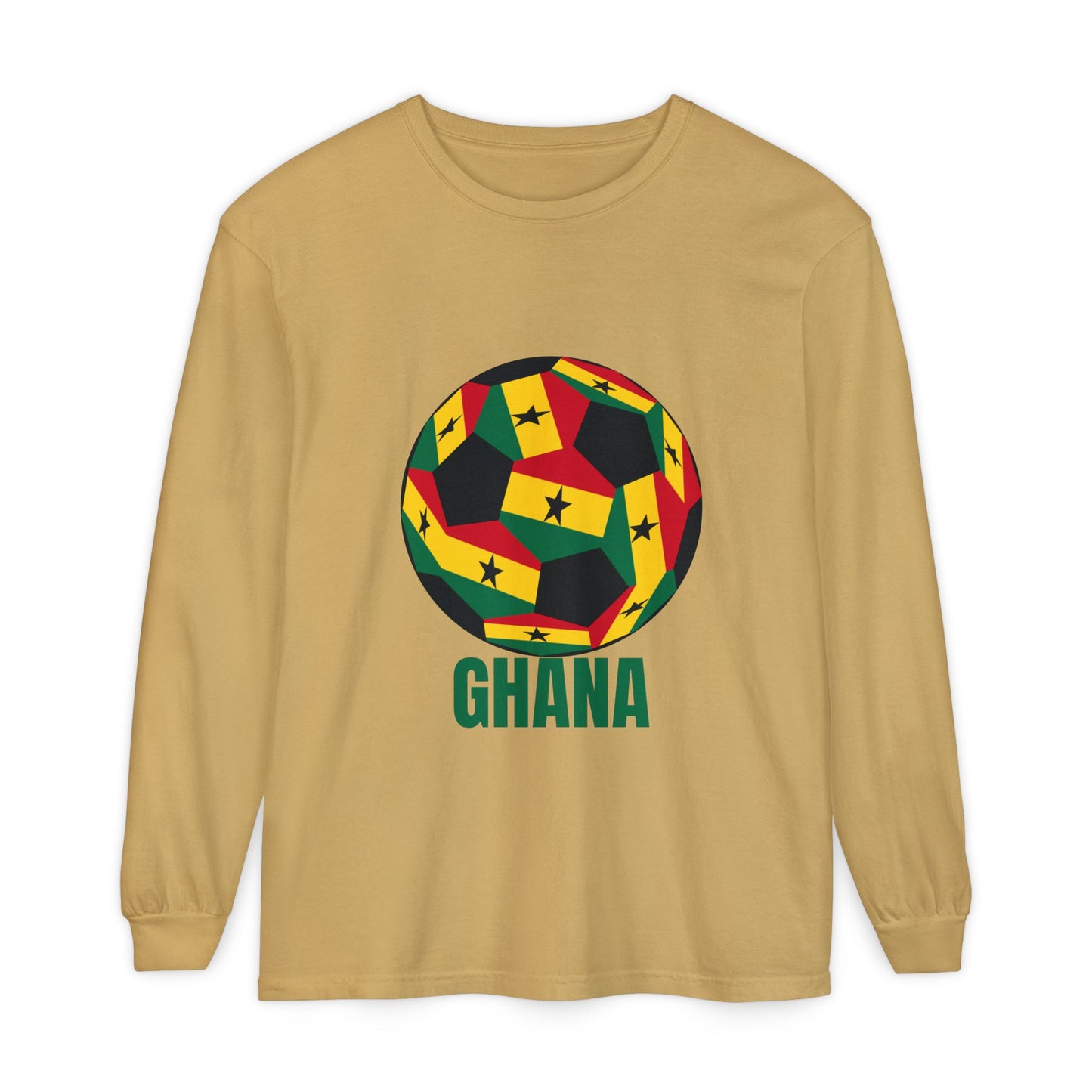 Ghana Fan Specialty Soccer Ball Design Long Sleeve Tee