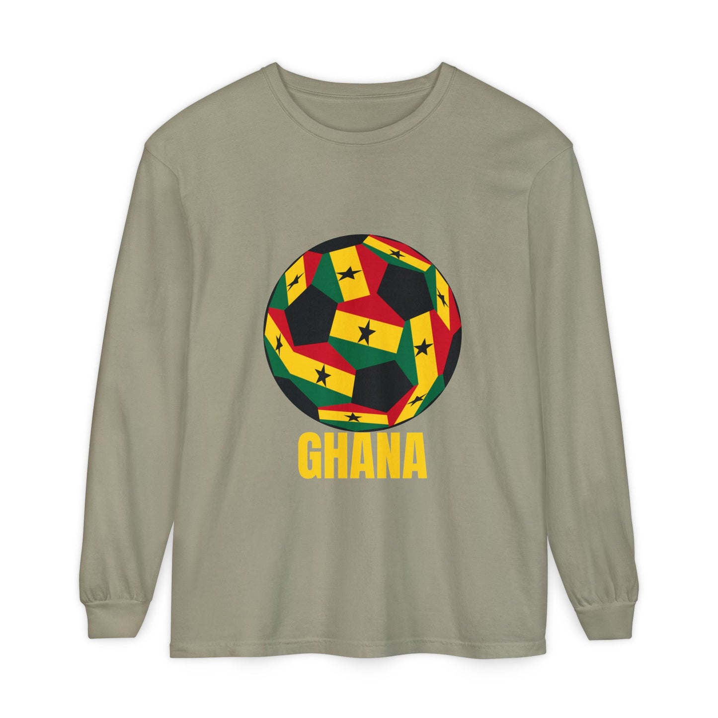 Ghana Fan Specialty Soccer Ball Design Long Sleeve Tee