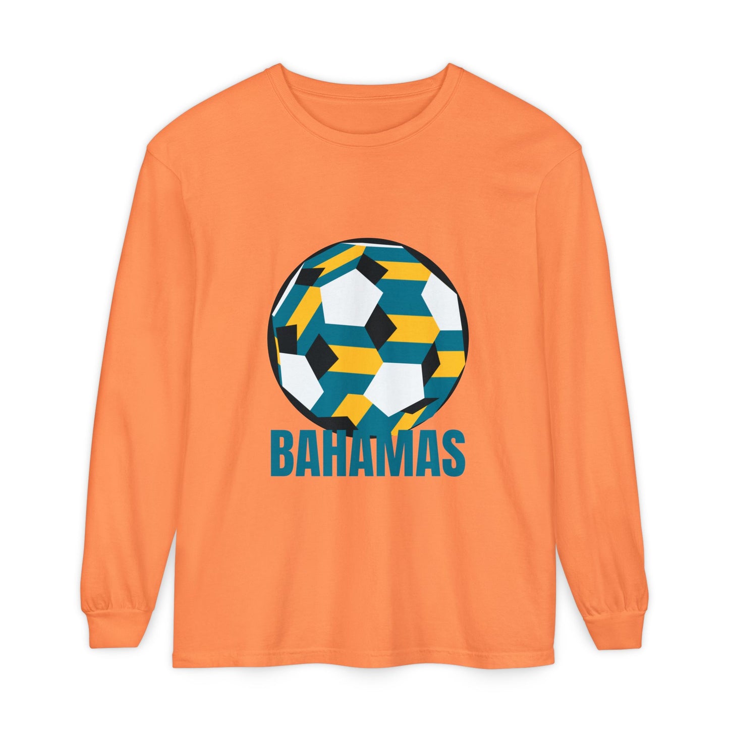 Bahamas Fan Specialty Soccer Ball Design Long Sleeve Tee