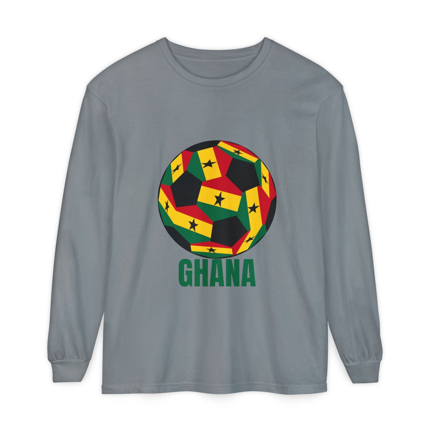 Ghana Fan Specialty Soccer Ball Design Long Sleeve Tee