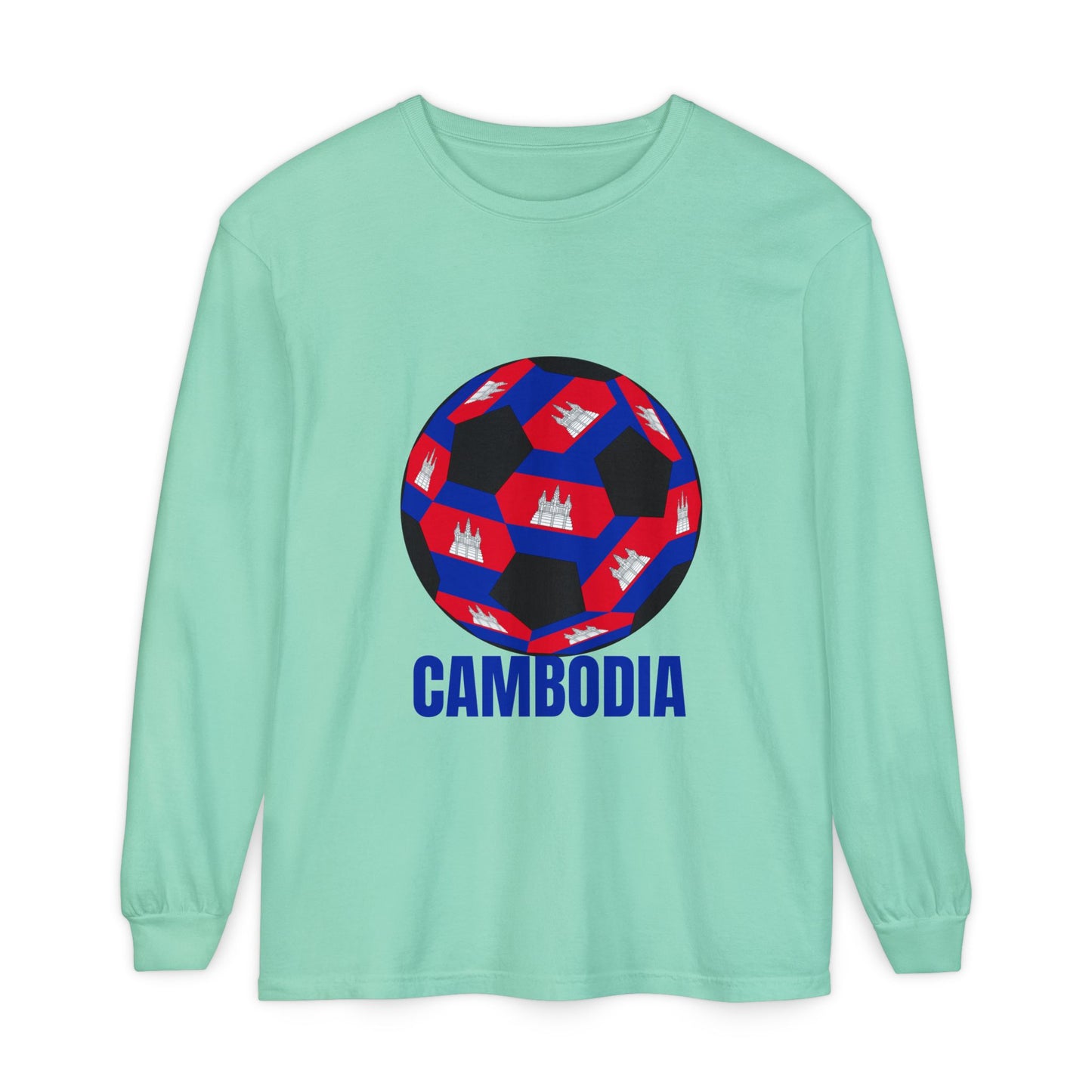 Cambodia Fan Specialty Soccer Ball Design Long Sleeve Tee
