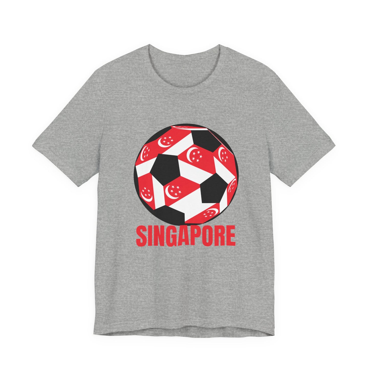 Singapore Fan Specialty Soccer Ball Design T Shirt Red Text