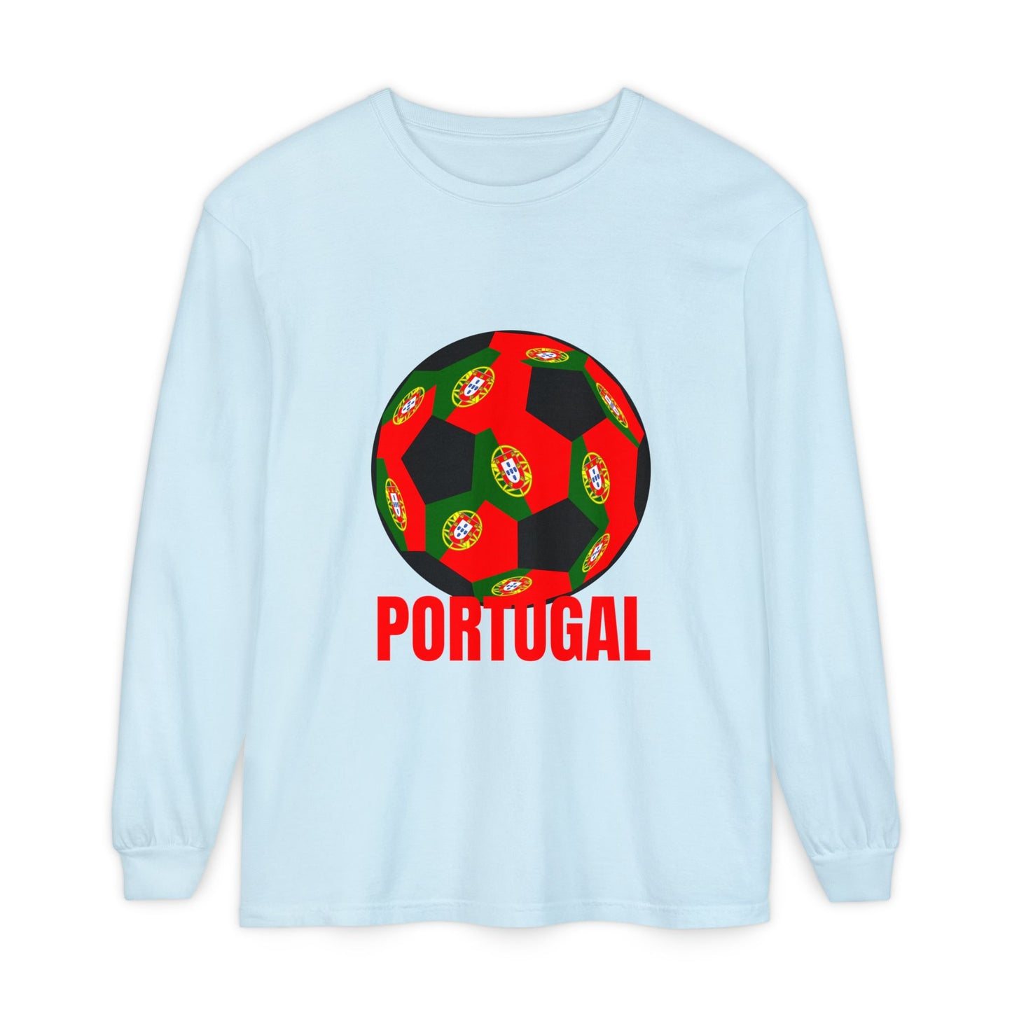 Portugal Fan Specialty Soccer Ball Design Long Sleeve Tee